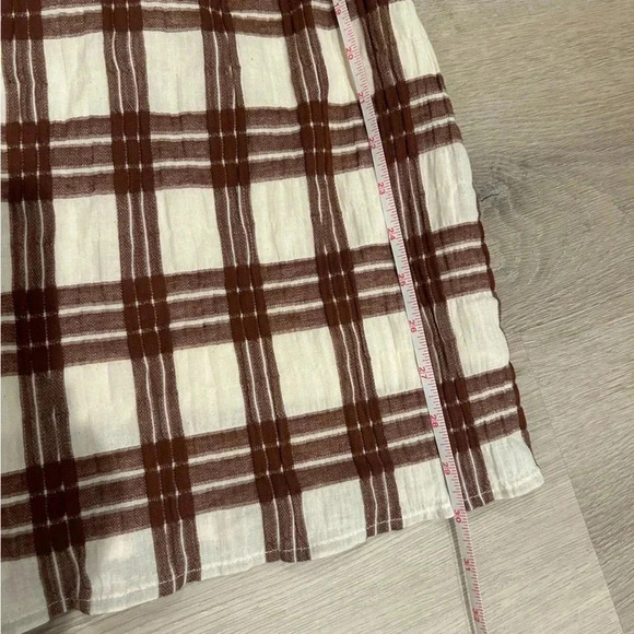 SAGE THE LABEL Tennessee Brown Plaid Puff Sleeve Mini Dress / Size Small / - Picture 11 of 11